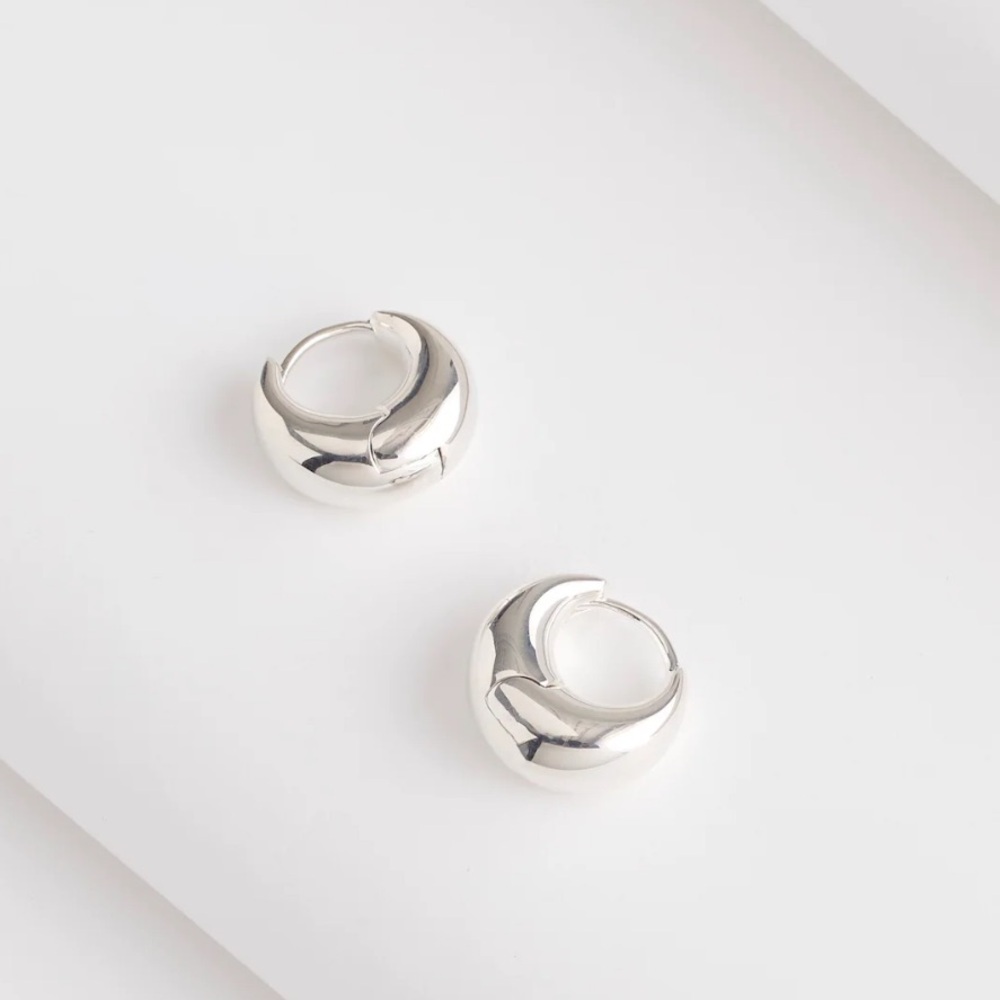 NEW Madewell Demi-Fine Puffy Hoop Earrings in Sterling Silver NS164 $78